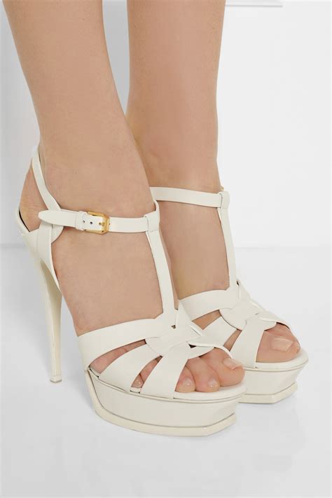 ysl tribute 75 white|TRIBUTE platform sandals in smooth leather .